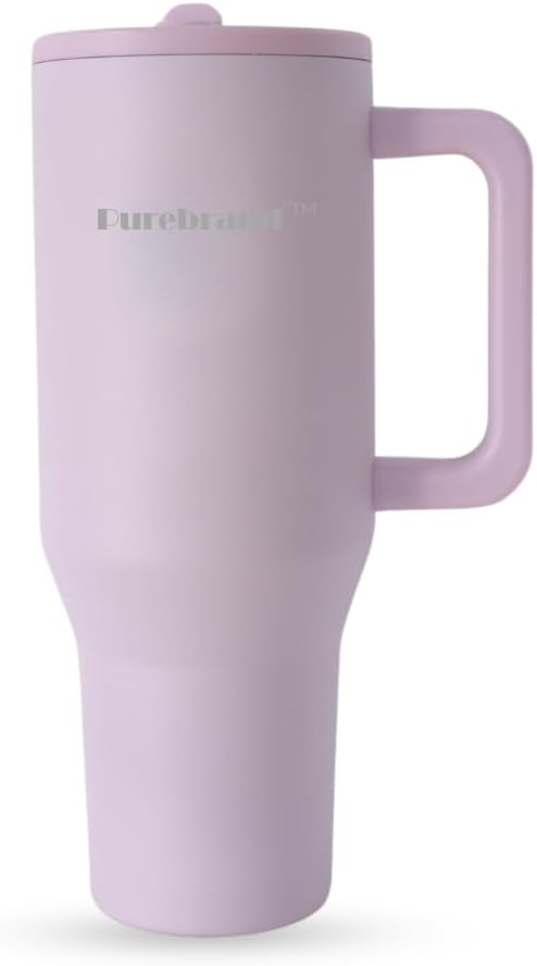 40 oz Tumbler. 100% Leak-Proof Splash-Proof Spill-Proof Lid with Handle and Flip Straw. Double Wall Vacuum Insulated Stainless Steel for Hydration at Home Office Car Gym and Playgrounds (Pink Sand)