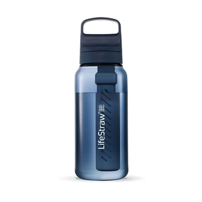 Go Series – BPA-Free Water Filter Bottle for Travel and Everyday use removes Bacteria, parasites and microplastics, Improves Taste, 22oz; Clear