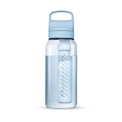 Go Series – BPA-Free Water Filter Bottle for Travel and Everyday use removes Bacteria, parasites and microplastics, Improves Taste, 22oz; Clear