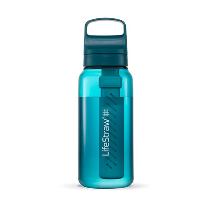 Go Series – BPA-Free Water Filter Bottle for Travel and Everyday use removes Bacteria, parasites and microplastics, Improves Taste, 22oz; Clear