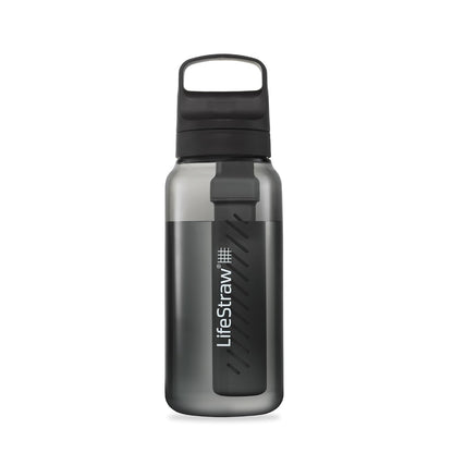 Go Series – BPA-Free Water Filter Bottle for Travel and Everyday use removes Bacteria, parasites and microplastics, Improves Taste, 22oz; Clear
