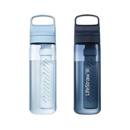 Go Series – BPA-Free Water Filter Bottle for Travel and Everyday use removes Bacteria, parasites and microplastics, Improves Taste, 22oz; Clear