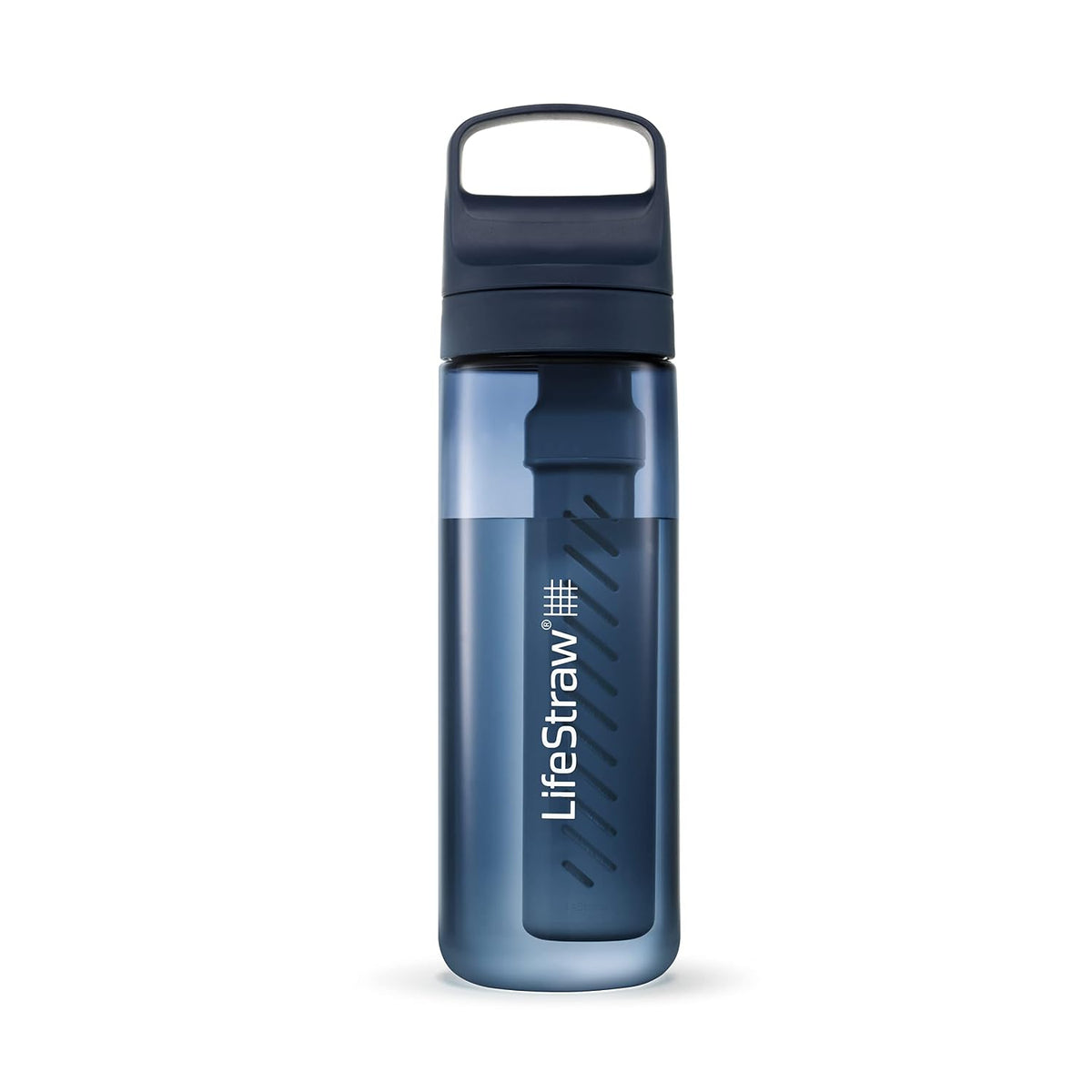 Go Series – BPA-Free Water Filter Bottle for Travel and Everyday use removes Bacteria, parasites and microplastics, Improves Taste, 22oz; Clear