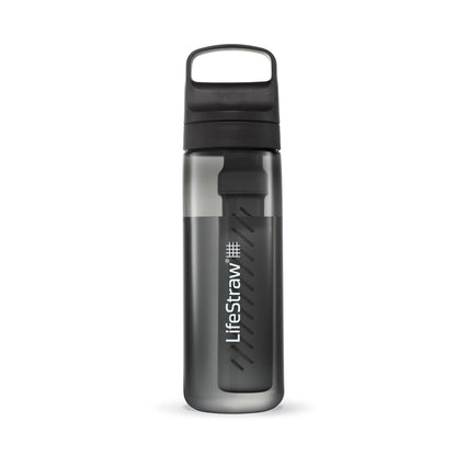 Go Series – BPA-Free Water Filter Bottle for Travel and Everyday use removes Bacteria, parasites and microplastics, Improves Taste, 22oz; Clear