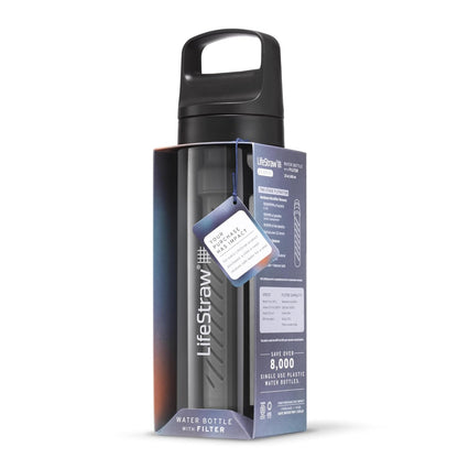 Go Series – BPA-Free Water Filter Bottle for Travel and Everyday use removes Bacteria, parasites and microplastics, Improves Taste, 22oz; Clear