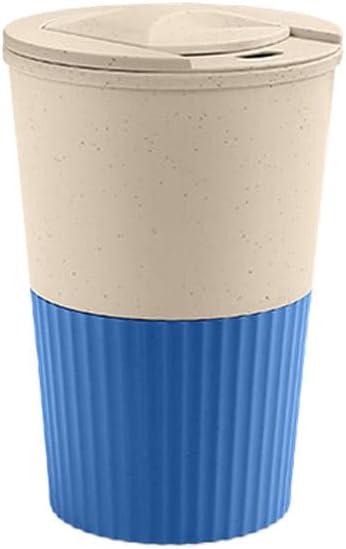 College Student Water Bottle - Leakproof Tumbler for Backpack Side Pocket - Insulated Wheat Straw Cup for Campus, Dorm & Study Sessions (blue)