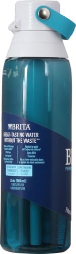 Brita Hard-Sided Plastic Premium Filtering Water Bottle, BPA-Free, Reusable, Replaces 300 Plastic Water Bottles, Filter Lasts 2 Months or 40 Gallons, Includes 1 Filter, Sea Glass - 26 oz.