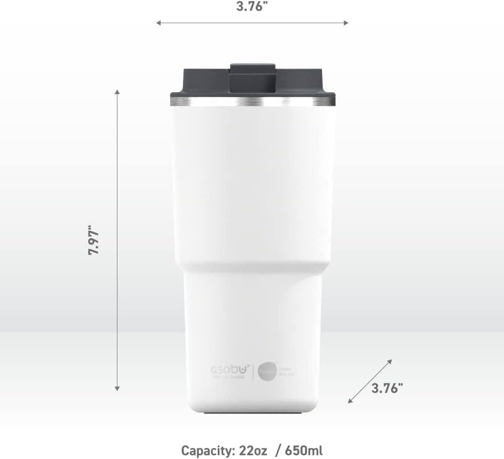 asobu 22oz Extra Large Ceramic-Lined Travel Mug with No Metal Taste-Keeps Flavors True - Double-Wall Vacuum Insulated Coffee Mug with Spill-Proof Pop-Open Lid for Hot Drinks