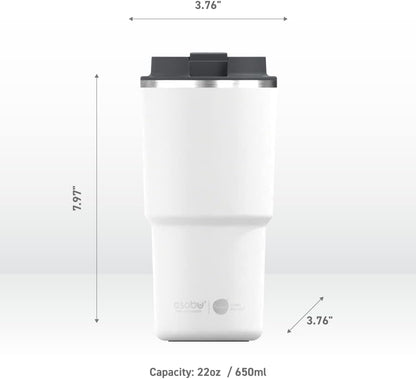 asobu 22oz Extra Large Ceramic-Lined Travel Mug with No Metal Taste-Keeps Flavors True - Double-Wall Vacuum Insulated Coffee Mug with Spill-Proof Pop-Open Lid for Hot Drinks