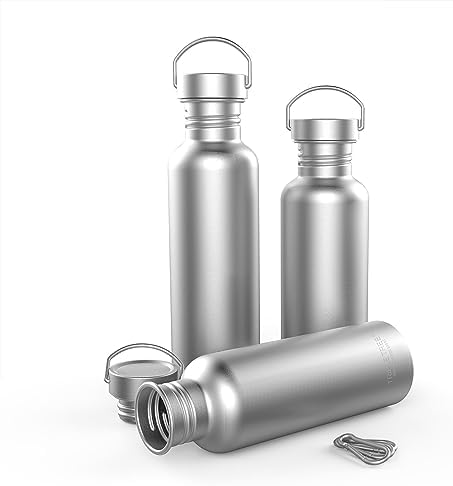 TRIPLE TREE 34 OZ Uninsulated Single Walled Stainless Steel Sports Water Bottle 18/8 Food Grade for Cyclists, Runners, Hikers, Beach Goers, Picnics, Camping - BPA Free