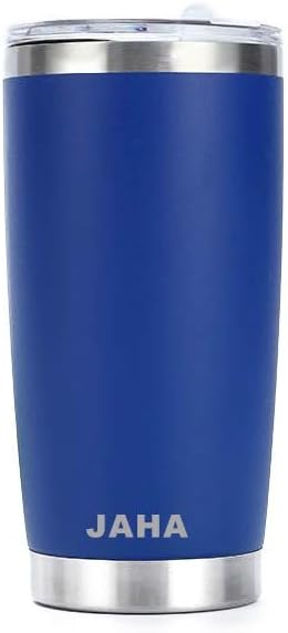 JAHA Stainless Steel Rambler 20 oz Vacuum Insulated Coffee Travel Mug With Magnetic Lid, Tumbler Cup (Cyan Blue), JH001