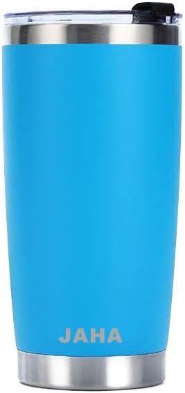 JAHA Stainless Steel Rambler 20 oz Vacuum Insulated Coffee Travel Mug With Magnetic Lid, Tumbler Cup (Cyan Blue), JH001