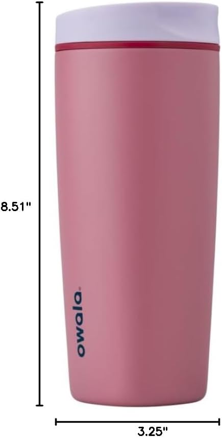 Owala SmoothSip Slider Insulated Stainless Steel Coffee Tumbler, Reusable Iced Coffee Cup, Hot Coffee Travel Mug, BPA Free 20 oz, Grey/Blue (High Dive)