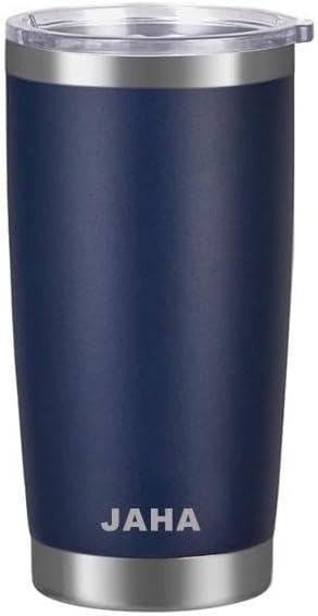 JAHA Stainless Steel Rambler 20 oz Vacuum Insulated Coffee Travel Mug With Magnetic Lid, Tumbler Cup (Cyan Blue), JH001