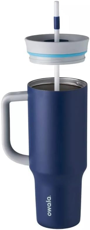 Owala Stainless Steel Triple Layer Insulated Travel Tumbler with Spill Resistant Lid and Straw, BPA Free, 24 oz, Grey/Blue (The Great Blue)