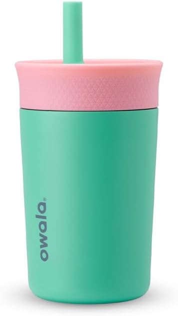 Owala Kids BPA-Free Plastic Tumbler with Spill Resistant Flexible Straw, Easy to Clean, Kids Water Bottle, Great for Travel, Dishwasher Safe, 15 Oz, Skate Park