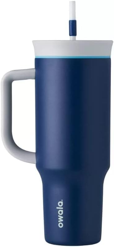 Owala Stainless Steel Triple Layer Insulated Travel Tumbler with Spill Resistant Lid and Straw, BPA Free, 24 oz, Grey/Blue (The Great Blue)