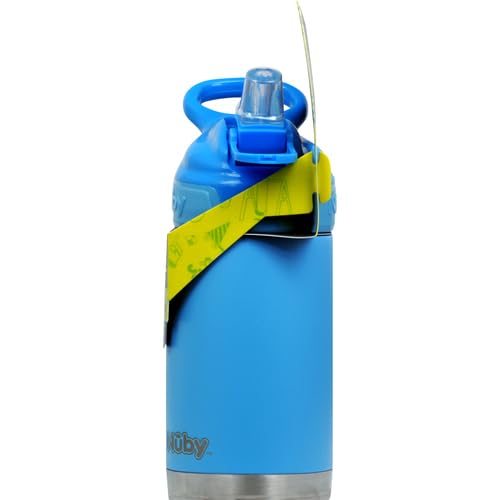 Nuby Thirsty Kids No Spill Flip-It Reflex Stainless Steel Travel Cup or Water Bottle - 10 Oz - 18+ Months - Blue - Back to School Essentials