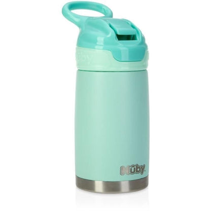 Nuby Thirsty Kids No Spill Flip-It Reflex Stainless Steel Travel Cup or Water Bottle - 10 Oz - 18+ Months - Blue - Back to School Essentials