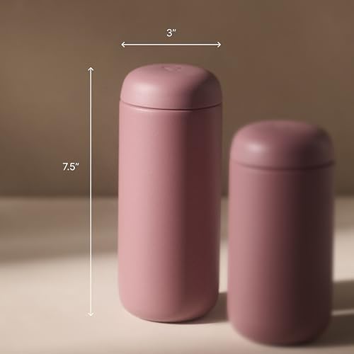 Fellow 16 oz Carter Move Travel Mug - Vacuum-Insulated Stainless Steel Travel Coffee Mug - Coffee Tumbler with Ceramic Interior and Splash Guard - Matte Black