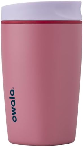 Owala SmoothSip Slider Insulated Stainless Steel Coffee Tumbler, Reusable Iced Coffee Cup, Hot Coffee Travel Mug, BPA Free 20 oz, Grey/Blue (High Dive)
