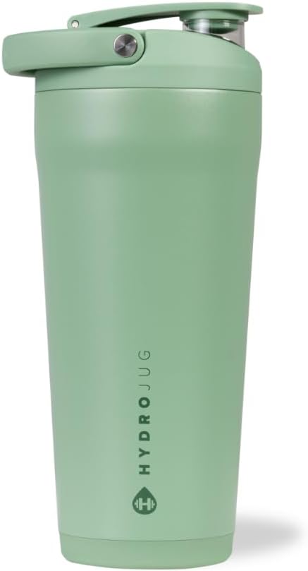 HydroJug 24 oz New Stainless Steel Shaker – Insulated, Leakproof, BPA-Free with Silent Mixing Grate – No Clumps, No Noise – Premium Shaker for Fitness, Sports & Everyday Use, Black