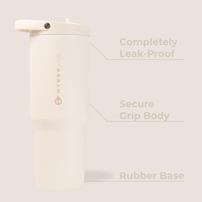 HydroJug Sport - Stainless Steel Tumbler with Straw, Vacuum Insulated, 40oz Leakproof Water Bottle, Ergonomic Design, Reusable, Dishwasher Safe, Rubber Base, Durable for Gym or Outdoors, Sage