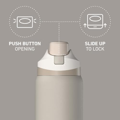 Hydrapeak Oasis 32oz Insulated Water Bottle with Locking Chug Lid & Handle, Leakproof Stainless Steel Travel Tumbler, Great for Gym, Work & Everyday Hydration, Stone 1