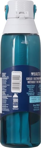 Brita Hard-Sided Plastic Premium Filtering Water Bottle, BPA-Free, Reusable, Replaces 300 Plastic Water Bottles, Filter Lasts 2 Months or 40 Gallons, Includes 1 Filter, Sea Glass - 26 oz.