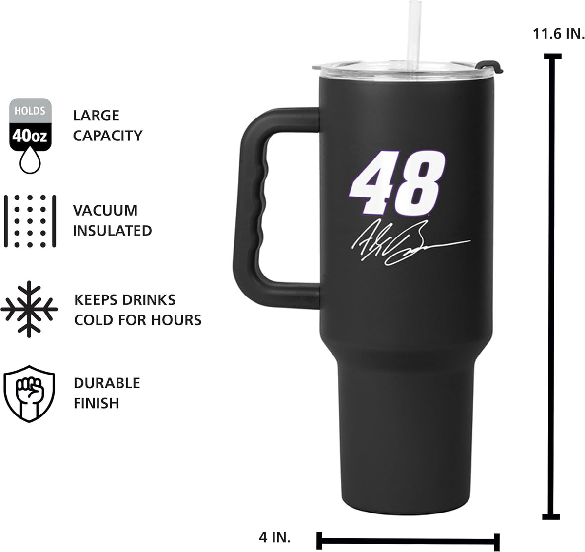 NASCAR 40oz Flipside Powder Coat Tumbler – 40oz Vacuum Insulated Tumbler, Long-Lasting Durable Finish, NASCAR Racing Design – Great for Travel and Outdoor Events