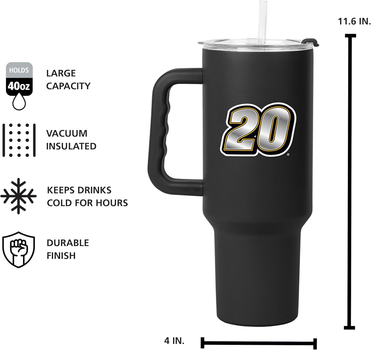 NASCAR 40oz Flipside Powder Coat Tumbler – 40oz Vacuum Insulated Tumbler, Long-Lasting Durable Finish, NASCAR Racing Design – Great for Travel and Outdoor Events