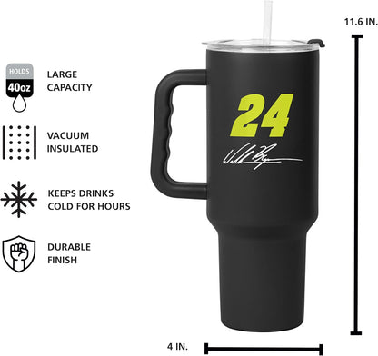 NASCAR 40oz Flipside Powder Coat Tumbler – 40oz Vacuum Insulated Tumbler, Long-Lasting Durable Finish, NASCAR Racing Design – Great for Travel and Outdoor Events