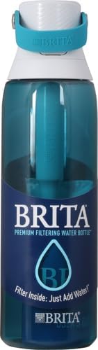 Brita Hard-Sided Plastic Premium Filtering Water Bottle, BPA-Free, Reusable, Replaces 300 Plastic Water Bottles, Filter Lasts 2 Months or 40 Gallons, Includes 1 Filter, Sea Glass - 26 oz.