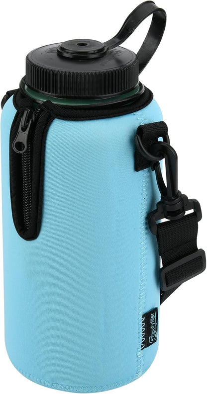 Neoprene Water Bottle Sleeve Insulator Cooler, Compatible with Nalgene Water Bottle 32 OZ, with Adjustable Shoulder Strap for Hydro Flask Wide Mouth Bottle 32oz, etc.