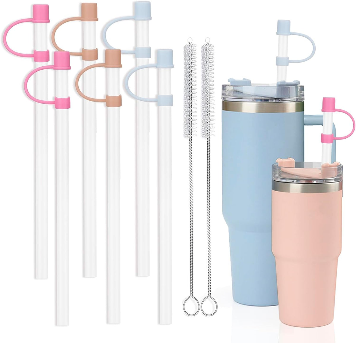 Straw with Cover fit Stanley Quencher H2.0 14-40 oz Tumbler, 6pk
