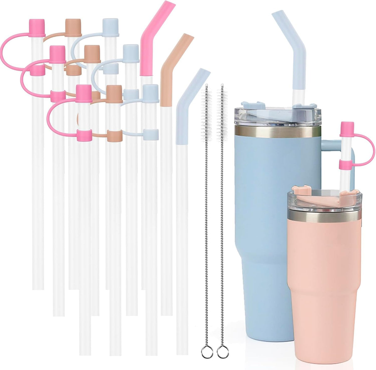 Straw with Cover fit Stanley Quencher H2.0 14-40 oz Tumbler, 6pk