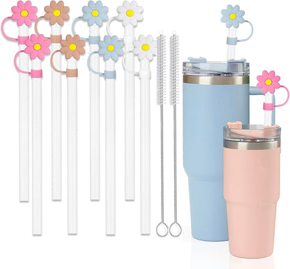 Straw with Cover fit Stanley Quencher H2.0 14-40 oz Tumbler, 6pk