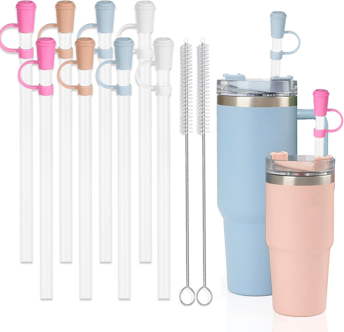 Straw with Cover fit Stanley Quencher H2.0 14-40 oz Tumbler, 6pk