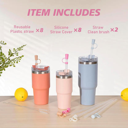 Straw with Cover fit Stanley Quencher H2.0 14-40 oz Tumbler, 6pk