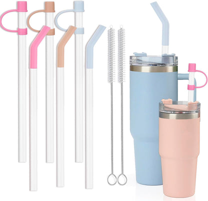 Straw with Cover fit Stanley Quencher H2.0 14-40 oz Tumbler, 6pk