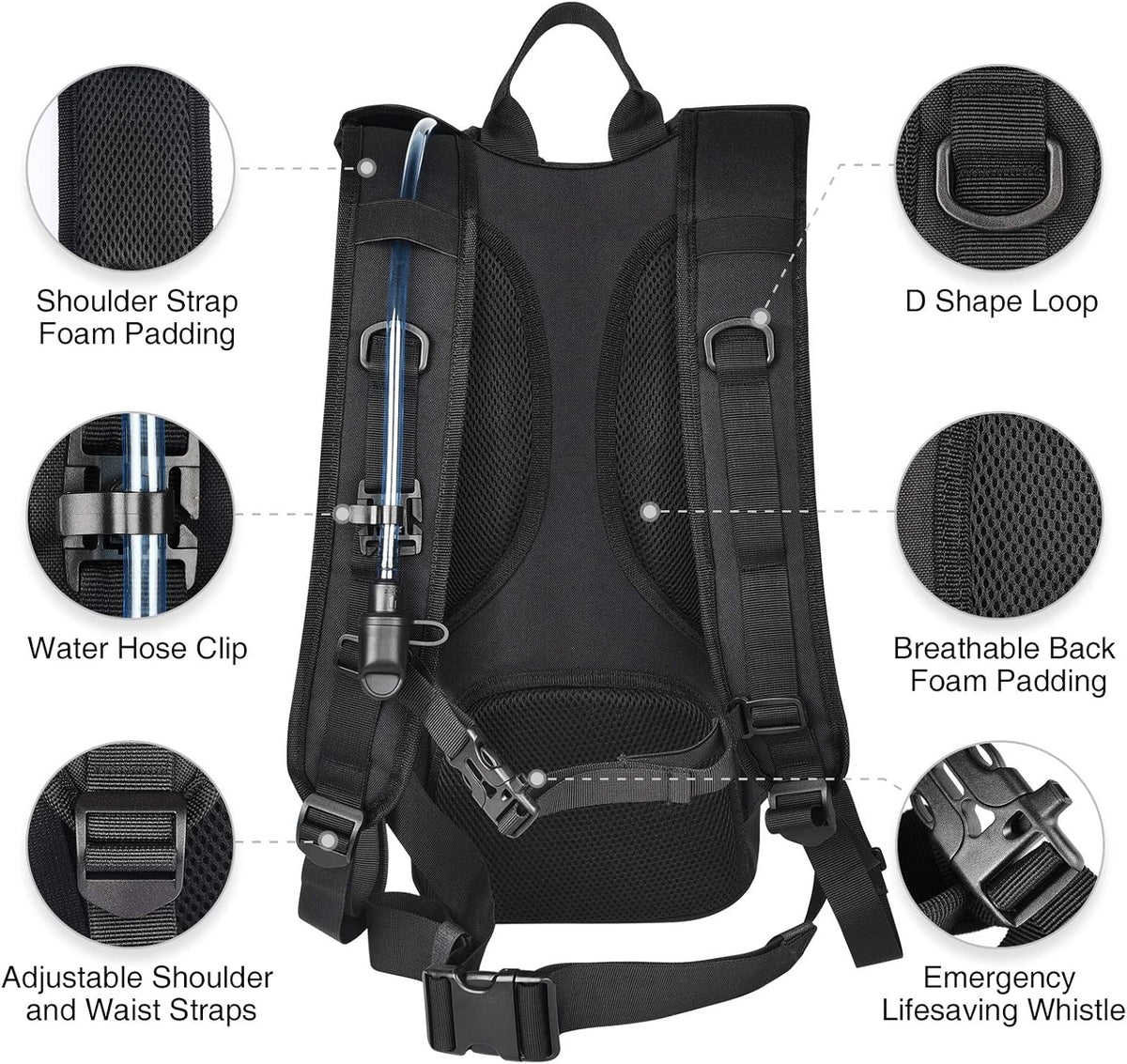 Hydration Backpack with 3L Water Bladder, Tactical Pack for Hiking