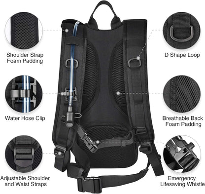 Hydration Backpack with 3L Water Bladder, Tactical Pack for Hiking