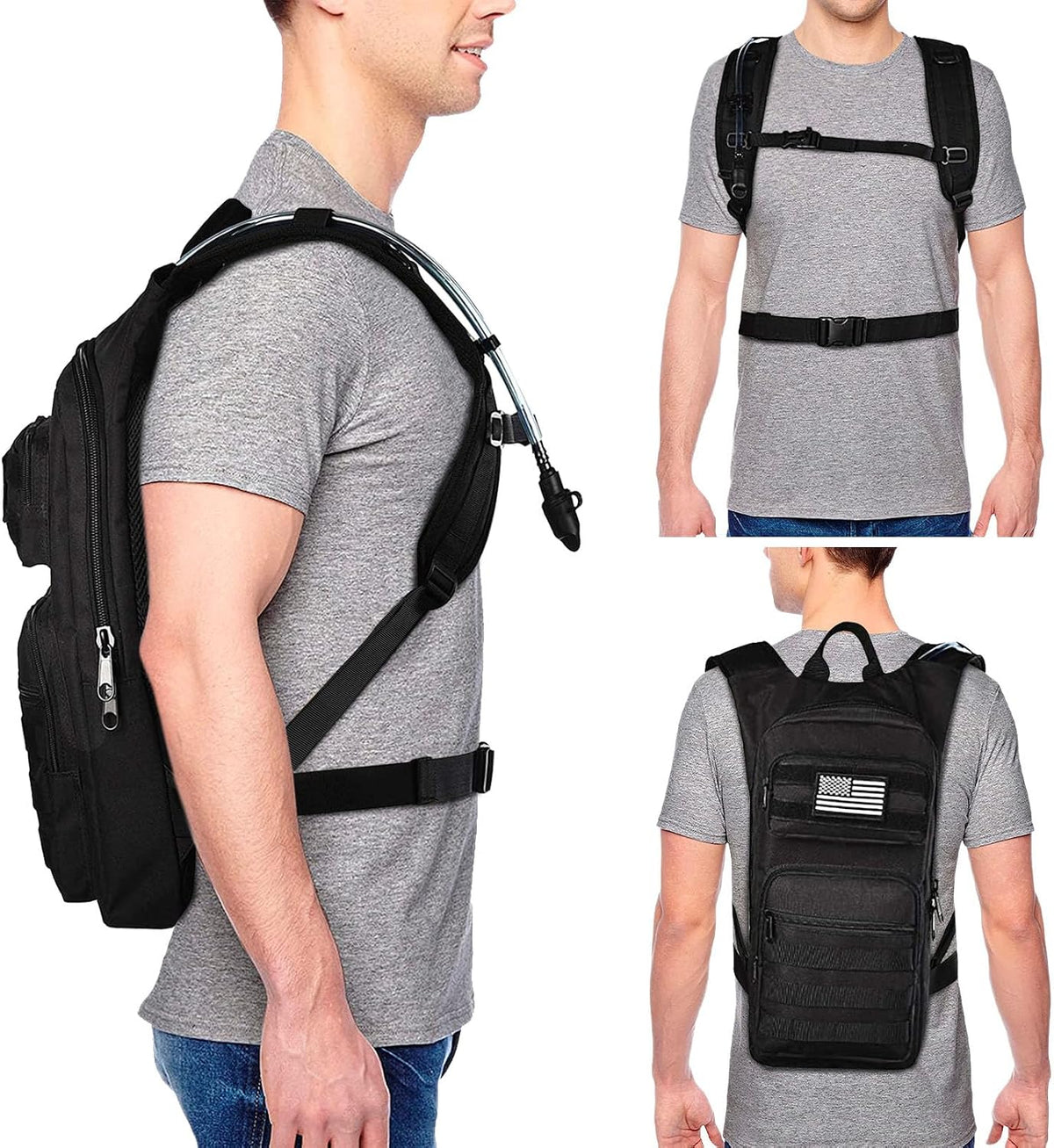 Hydration Backpack with 3L Water Bladder, Tactical Pack for Hiking
