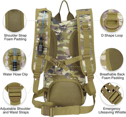 Hydration Backpack with 3L Water Bladder, Tactical Pack for Hiking