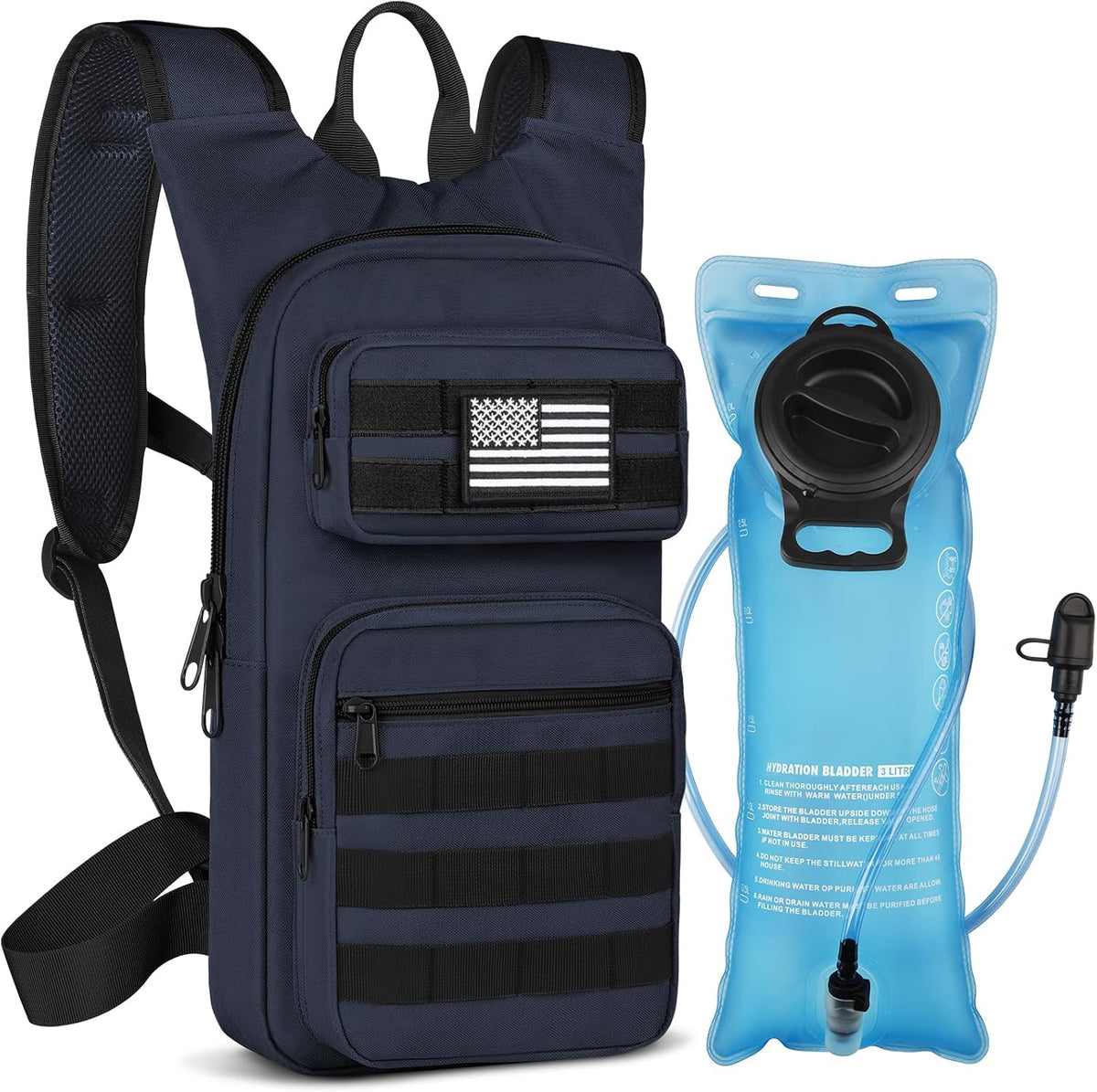Hydration Backpack with 3L Water Bladder, Tactical Pack for Hiking