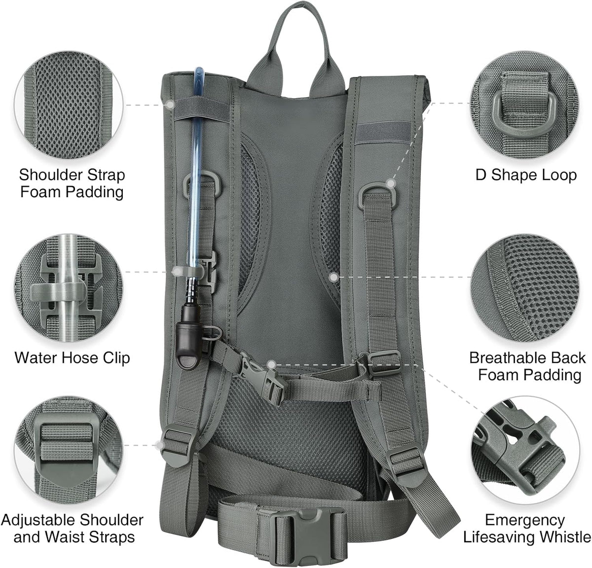Hydration Backpack with 3L Water Bladder, Tactical Pack for Hiking