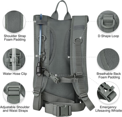 Hydration Backpack with 3L Water Bladder, Tactical Pack for Hiking