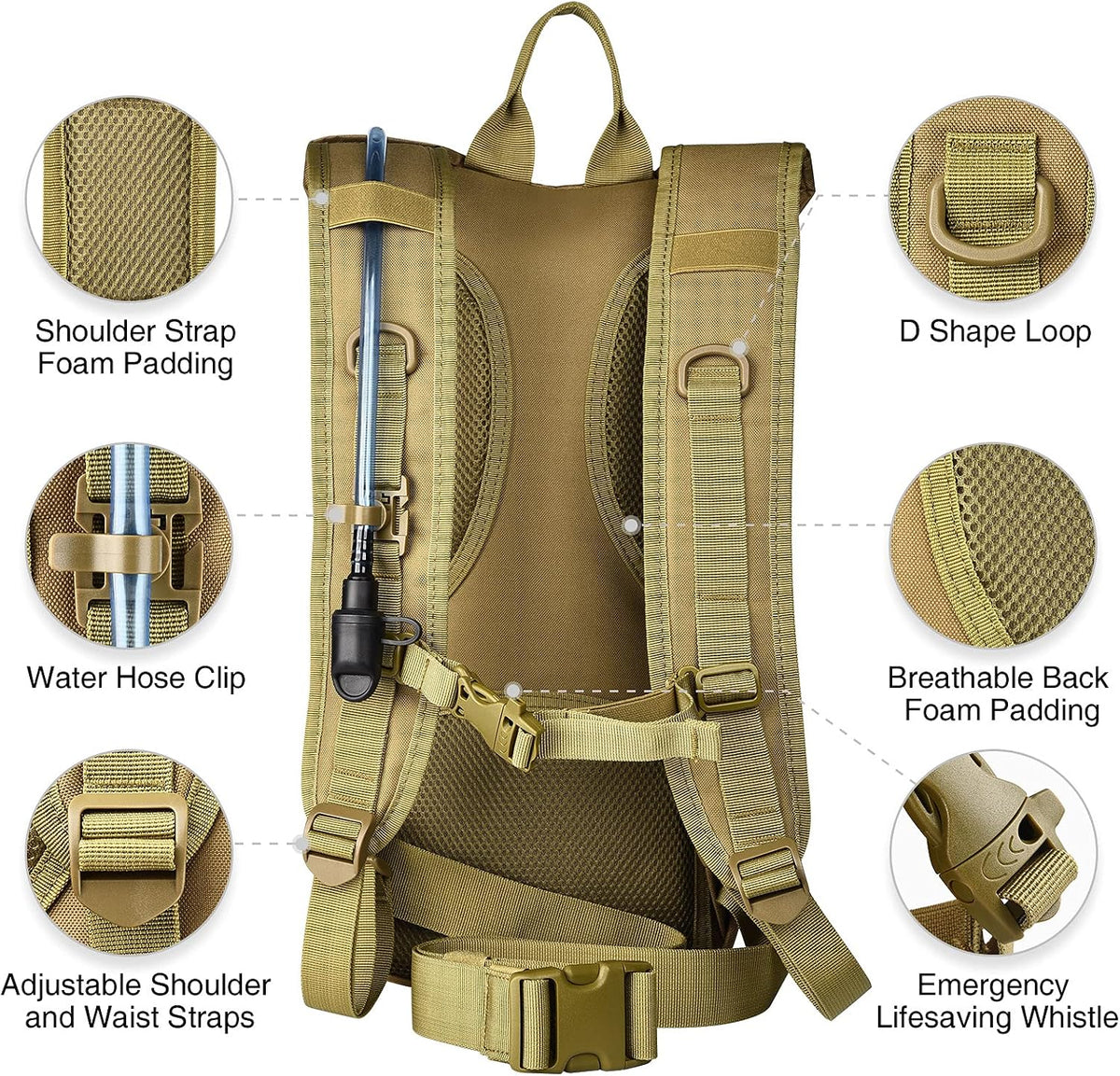 Hydration Backpack with 3L Water Bladder, Tactical Pack for Hiking