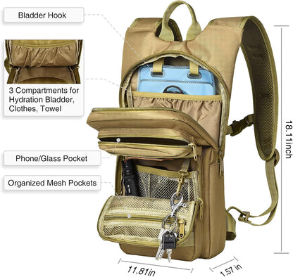 Hydration Backpack with 3L Water Bladder, Tactical Pack for Hiking