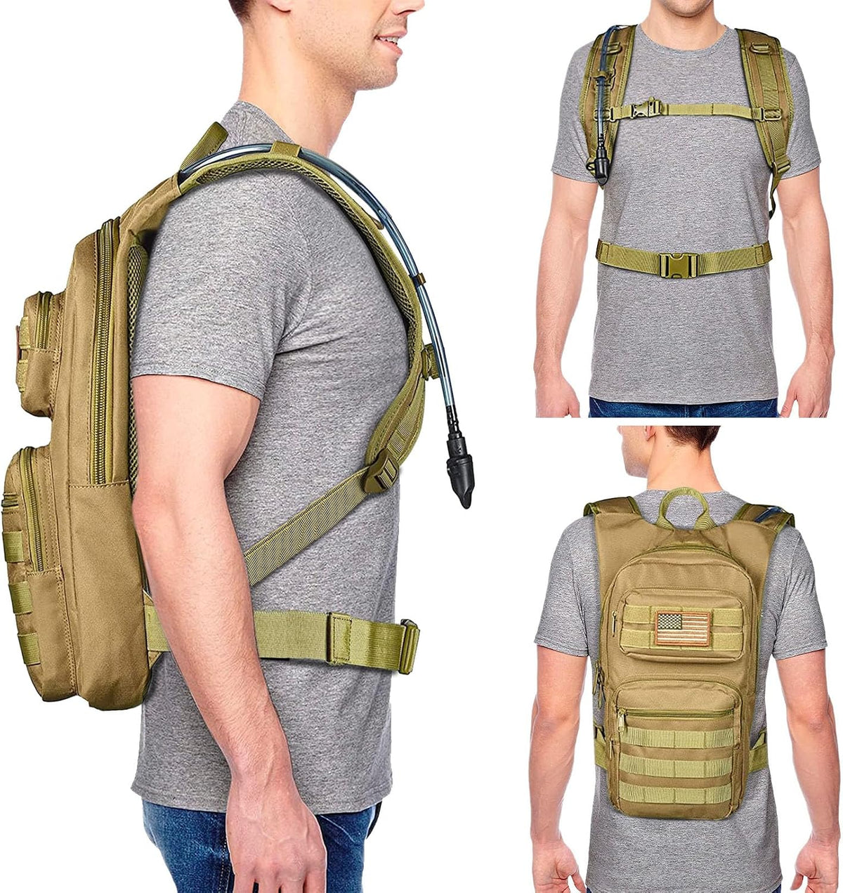 Hydration Backpack with 3L Water Bladder, Tactical Pack for Hiking